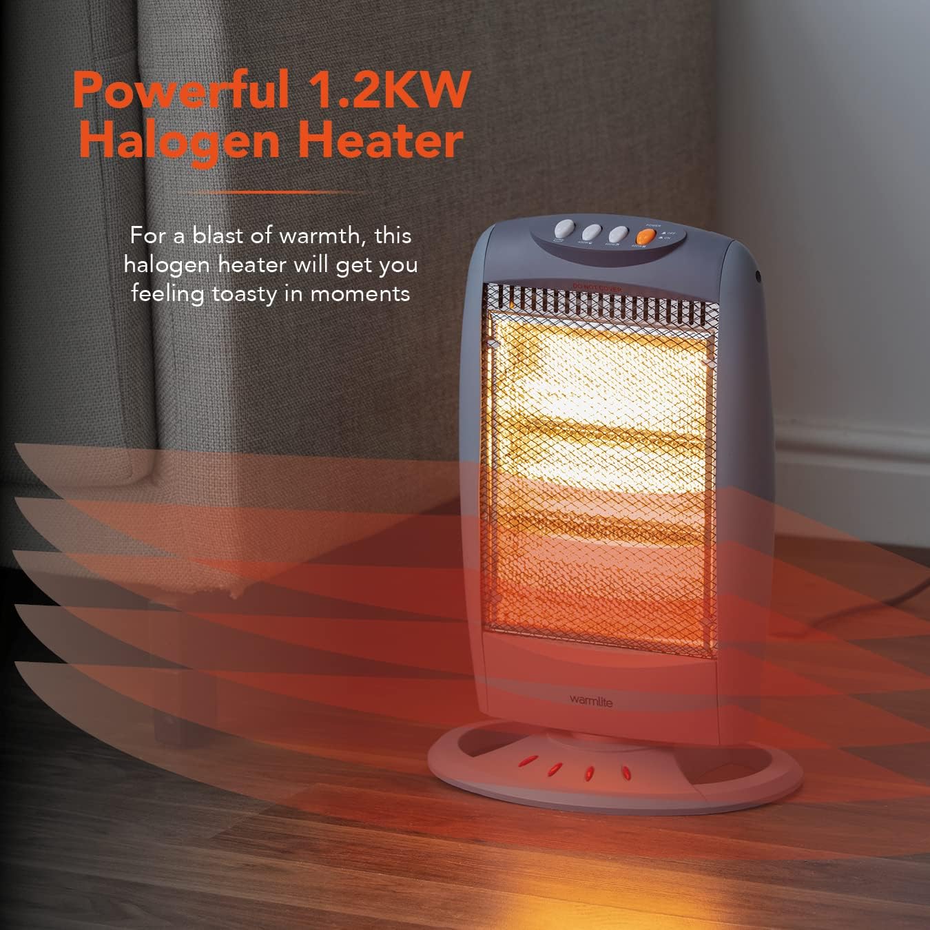 Warmlite WL42005 3 Bar Halogen Heater with Carry Handle, Safety Tip - Over Switch, 1200W, Grey - Amazing Gadgets Outlet