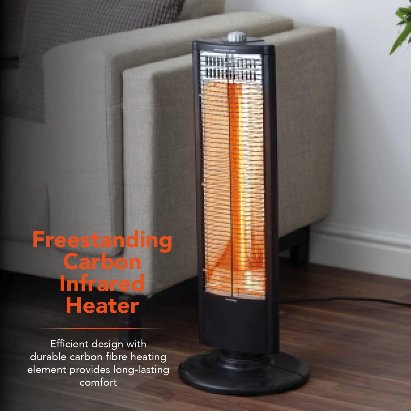 Warmlite WL42013 1KW Carbon Infrared Heater with Oscillation, Adjustable Thermostat and Overheat Protection, Black,80.5 cm*17.0 cm*22.5 cm - Amazing Gadgets Outlet