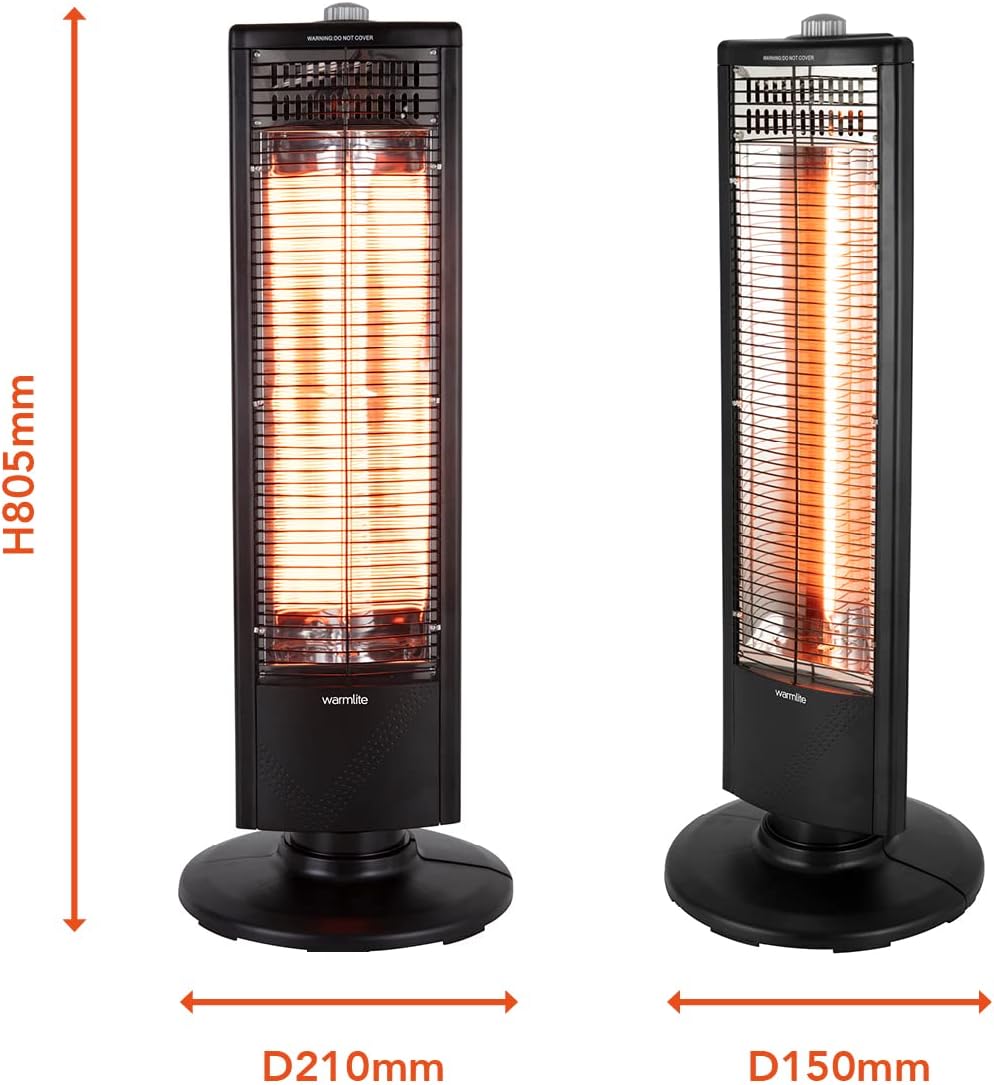 Warmlite WL42013 1KW Carbon Infrared Heater with Oscillation, Adjustable Thermostat and Overheat Protection, Black,80.5 cm*17.0 cm*22.5 cm - Amazing Gadgets Outlet