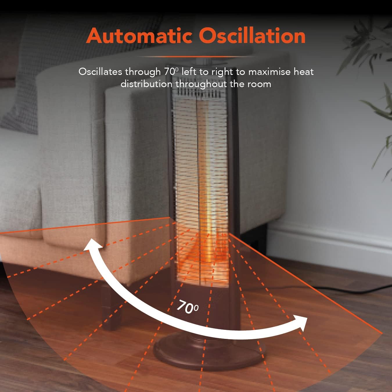 Warmlite WL42013 1KW Carbon Infrared Heater with Oscillation, Adjustable Thermostat and Overheat Protection, Black,80.5 cm*17.0 cm*22.5 cm - Amazing Gadgets Outlet