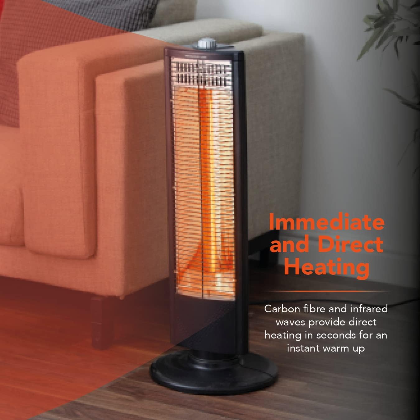 Warmlite WL42013 1KW Carbon Infrared Heater with Oscillation, Adjustable Thermostat and Overheat Protection, Black,80.5 cm*17.0 cm*22.5 cm - Amazing Gadgets Outlet