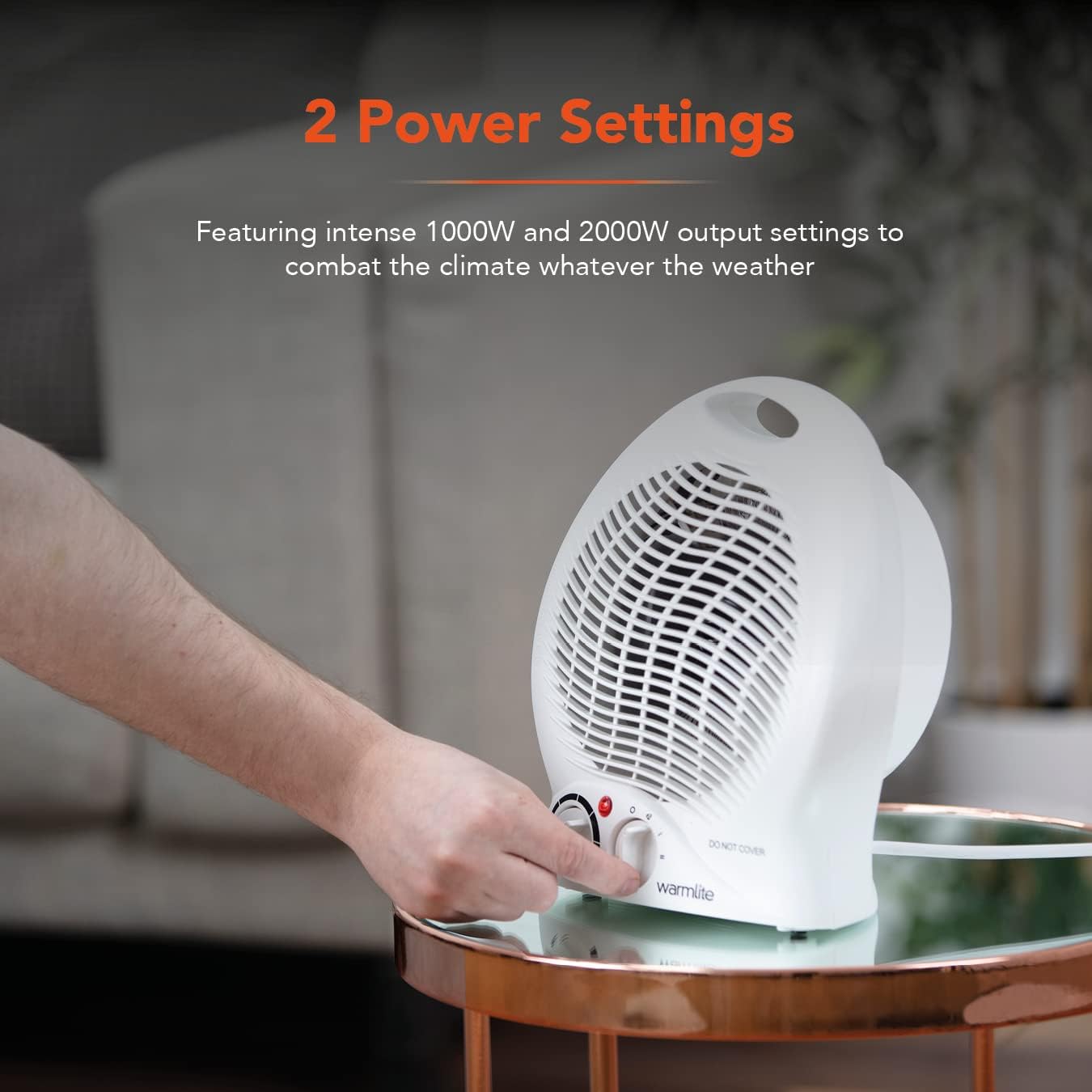 Warmlite WL44002 Thermo Fan Heater with 2 Heat Settings and Overheat Protection, 2000W, White - Amazing Gadgets Outlet