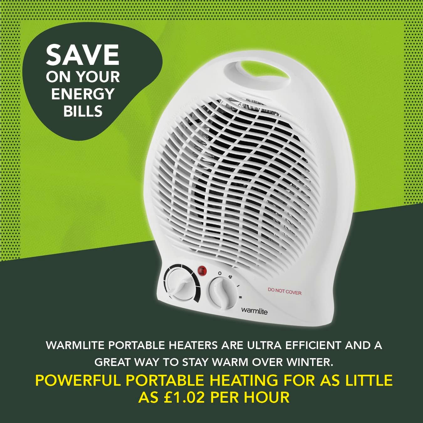 Warmlite WL44002 Thermo Fan Heater with 2 Heat Settings and Overheat Protection, 2000W, White - Amazing Gadgets Outlet