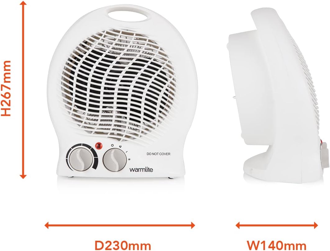 Warmlite WL44002 Thermo Fan Heater with 2 Heat Settings and Overheat Protection, 2000W, White - Amazing Gadgets Outlet