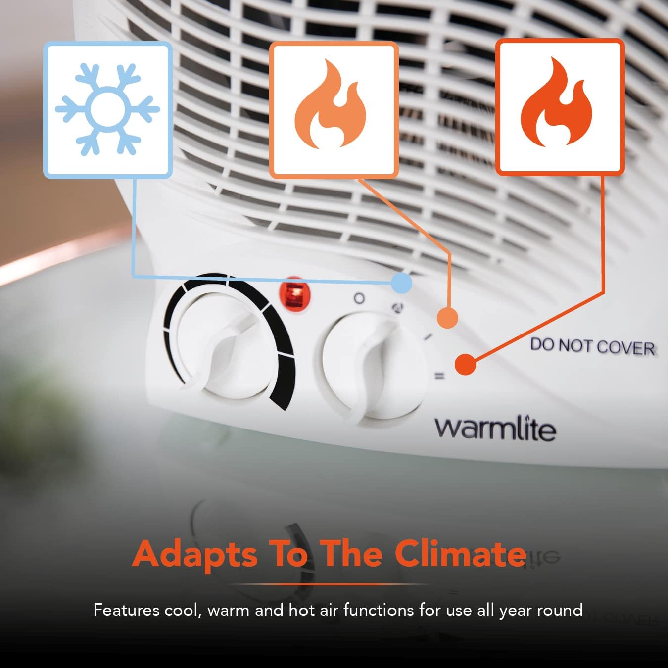 Warmlite WL44002 Thermo Fan Heater with 2 Heat Settings and Overheat Protection, 2000W, White - Amazing Gadgets Outlet