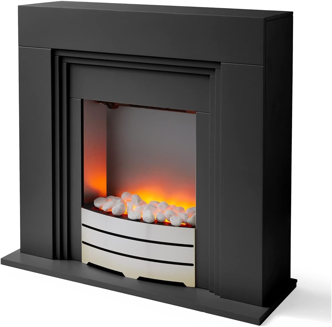 Warmlite WL45013 Canterbury Fireplace Suite with 2 Heat Settings, Realistic LED Flame Effect, 2000W, Black - Amazing Gadgets Outlet