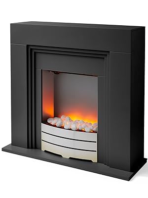 Warmlite WL45013 Canterbury Fireplace Suite with 2 Heat Settings, Realistic LED Flame Effect, 2000W, Black - Amazing Gadgets Outlet