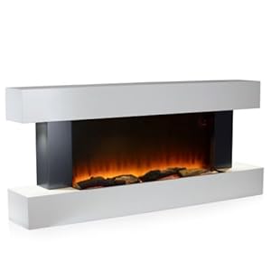 Warmlite WL45033N Hingham Wall Mounted Fireplace with Two Heat Settings and Adjustable Flame Brightness, 2000W, White - Amazing Gadgets Outlet