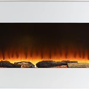 Warmlite WL45033N Hingham Wall Mounted Fireplace with Two Heat Settings and Adjustable Flame Brightness, 2000W, White - Amazing Gadgets Outlet