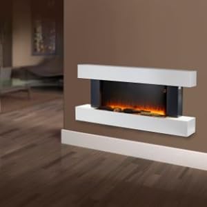 Warmlite WL45033N Hingham Wall Mounted Fireplace with Two Heat Settings and Adjustable Flame Brightness, 2000W, White - Amazing Gadgets Outlet