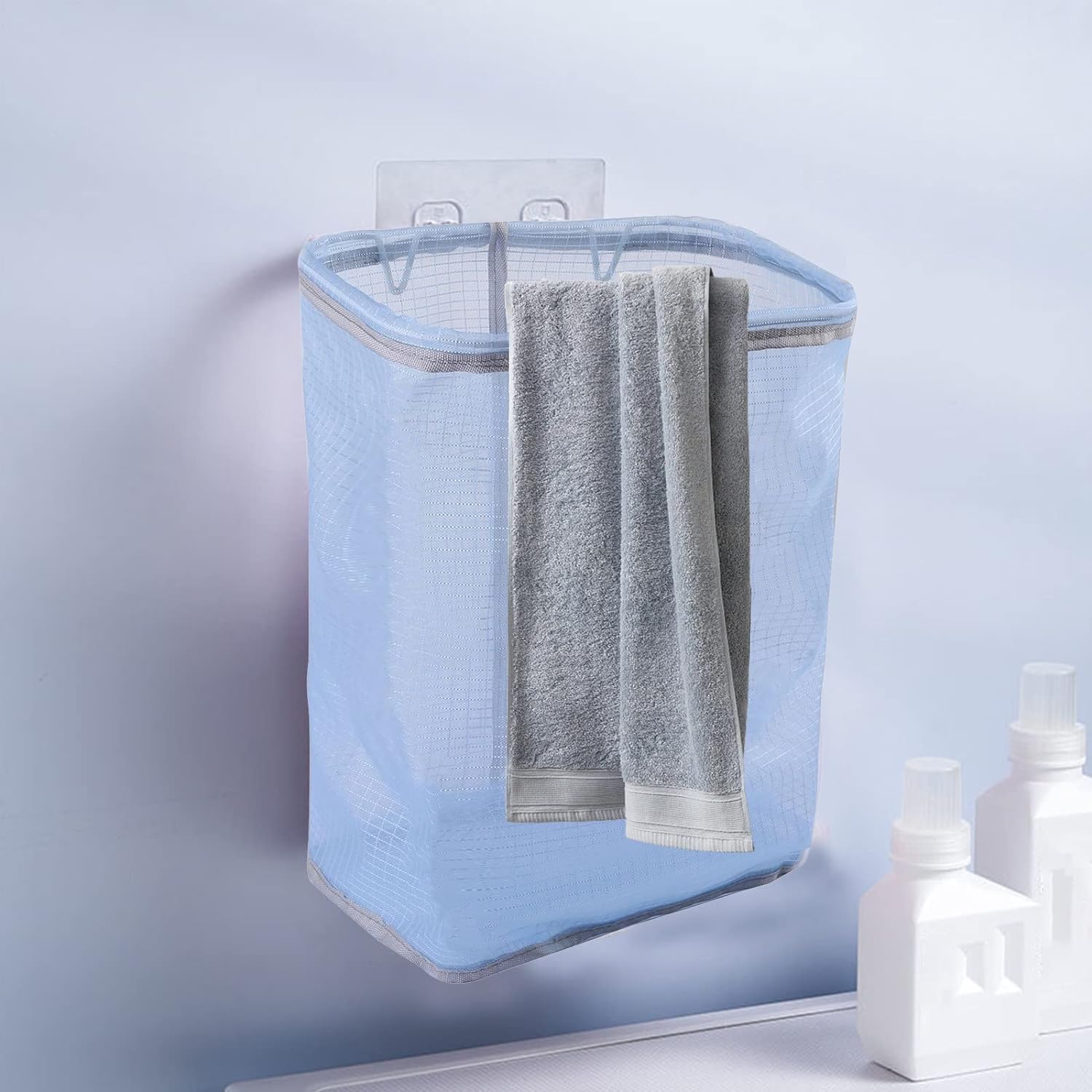 Washing Basket, Foldable Laundry Bag with Portable Handle, Clothes Basket Stands Well, Sturdy Fabric, Stylish Looking Laundry Basket for Household & Laundries, Blue - Amazing Gadgets Outlet