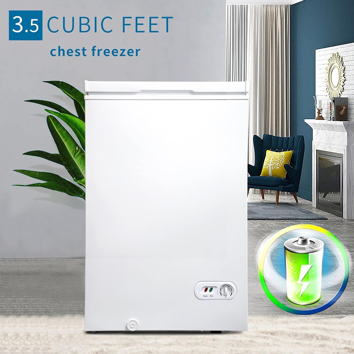 WBJLG 3.5 cu.ft High Capacity Chest Freezer with Removable Storage Basket, Freestanding Top Open Door Freezing Machine with 7 Temperature Settings, for Home and Kitchen/Dorm/Bar/Office - Amazing Gadgets Outlet