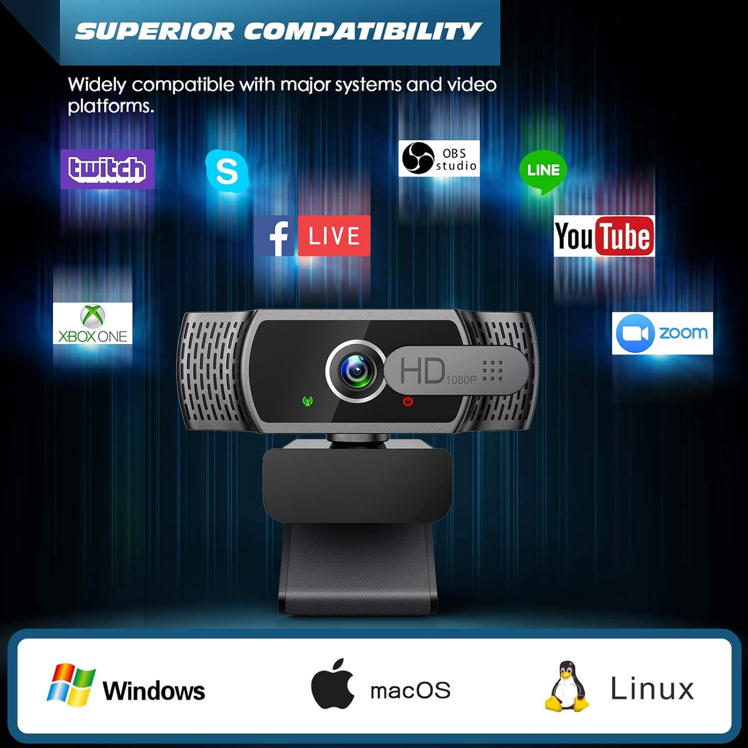 Webcam for PC with Microphone - 1080P FHD Webcam with Privacy Cover & Webcam Mounts, Plug and Play USB Web Camera for Desktop & Laptop Conference, Zoom, Skype, Facetime, Windows, Linux, and macOS - Amazing Gadgets Outlet