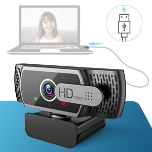 Webcam for PC with Microphone - 1080P FHD Webcam with Privacy Cover & Webcam Mounts, Plug and Play USB Web Camera for Desktop & Laptop Conference, Zoom, Skype, Facetime, Windows, Linux, and macOS - Amazing Gadgets Outlet