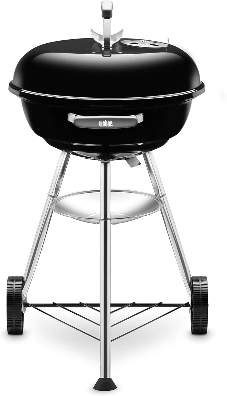 Weber Compact Kettle Charcoal Grill Barbecue, 47cm | BBQ Grill with Lid Cover, Stand & Wheels | Freestanding Outdoor Oven, Smoker & Outdoor Cooker with Porcelain - Enamelled Bowl - Black (1221004)   Import  Single ASIN  Import  Multiple ASIN ×Produ - Amazing Gadgets Outlet