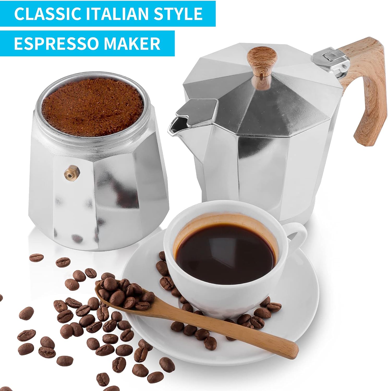 wedrink Stovetop Espresso Maker Aluminum Moka Pot 6 Cups Cuban Coffee Maker Stovetop Coffee Maker Moka Italian Espresso - Amazing Gadgets Outlet