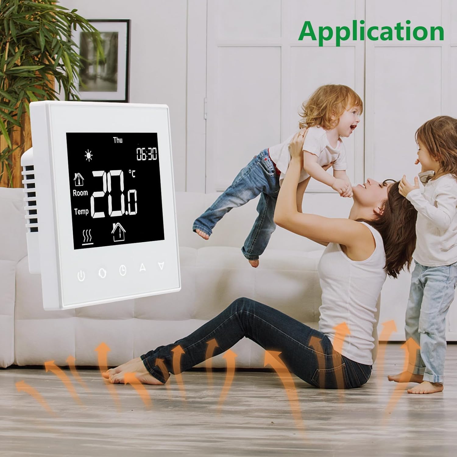 Wengart Underfloor Heating Thermostats Controller 7 - day Programmable with LCD Touch Screen WG505,AC230V 16A for Electric Underfloor Heating with 3m Probe Sensor Black - Amazing Gadgets Outlet