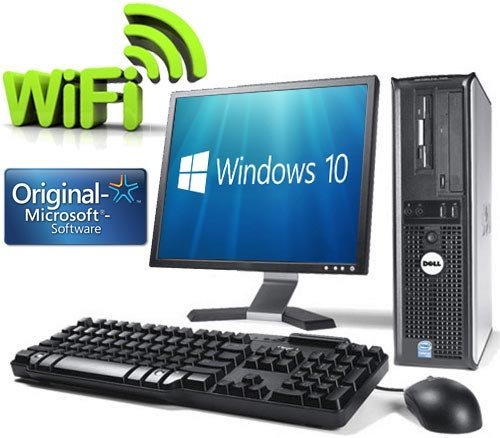 WiFi enabled Complete set of Dell OptiPlex Dual Core 4GB RAM, 160 GB Hard Drive, Windows 10 Desktop PC Computer (Renewed) - Amazing Gadgets Outlet