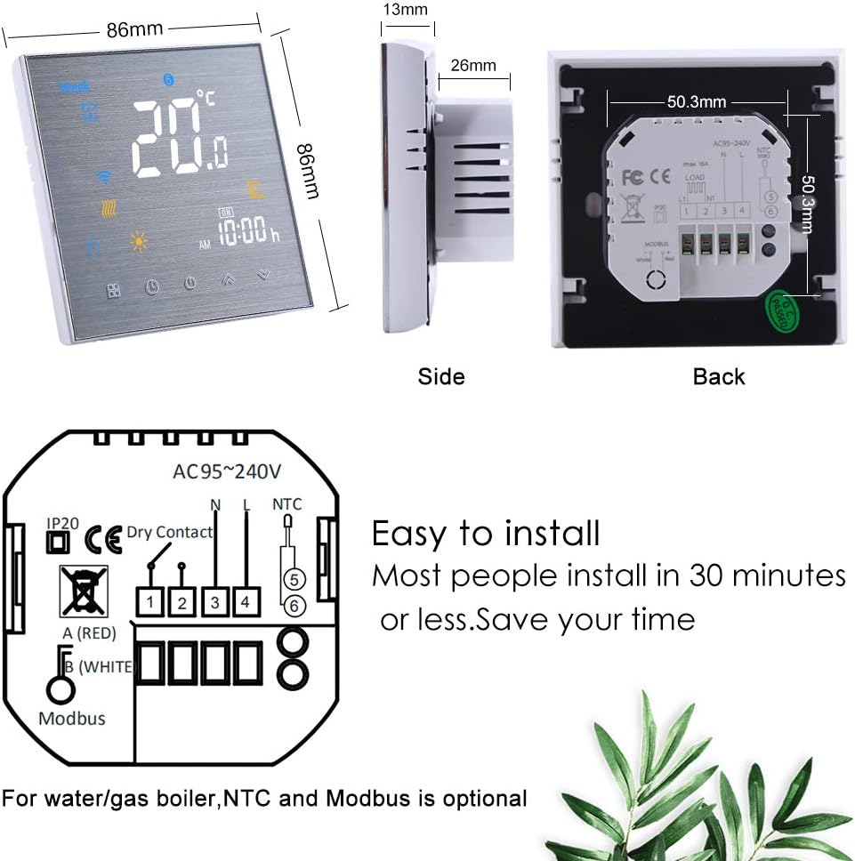 WiFi Smart Thermostat Gas/Water Boiler Heating - Programmable WiFi Thermostats for Home(2019Update) Digital Temperature Controller, Remote Control Room Thermostat Compatible with Alexa Google Home 3A - Amazing Gadgets Outlet