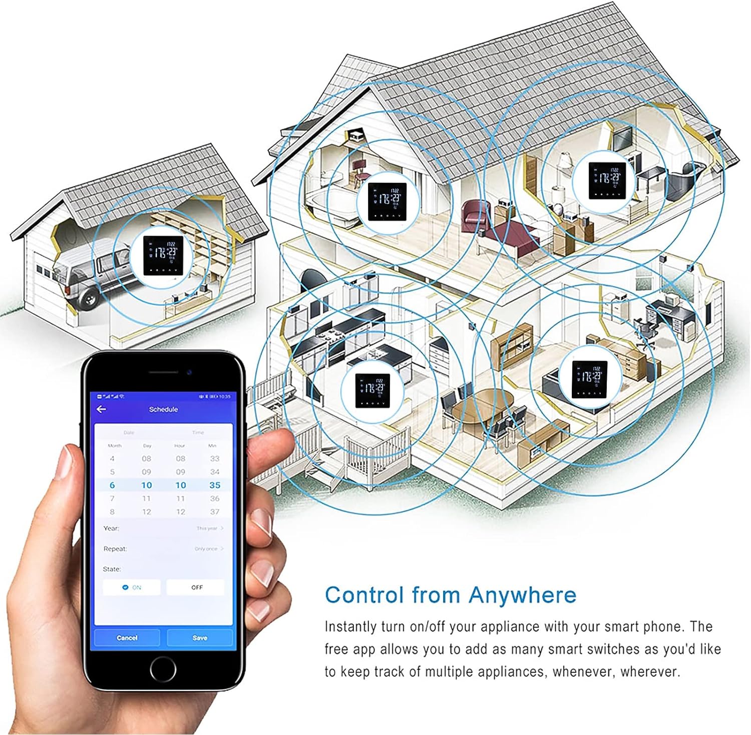 Wifi Smart Thermostat, Touch Screen Temperature Controller Smart Thermostat for Combi Boiler - 16A Programmable Thermostat Suitable for Tuya App/Smart Life App, Control Boiler and Hot Water - Amazing Gadgets Outlet