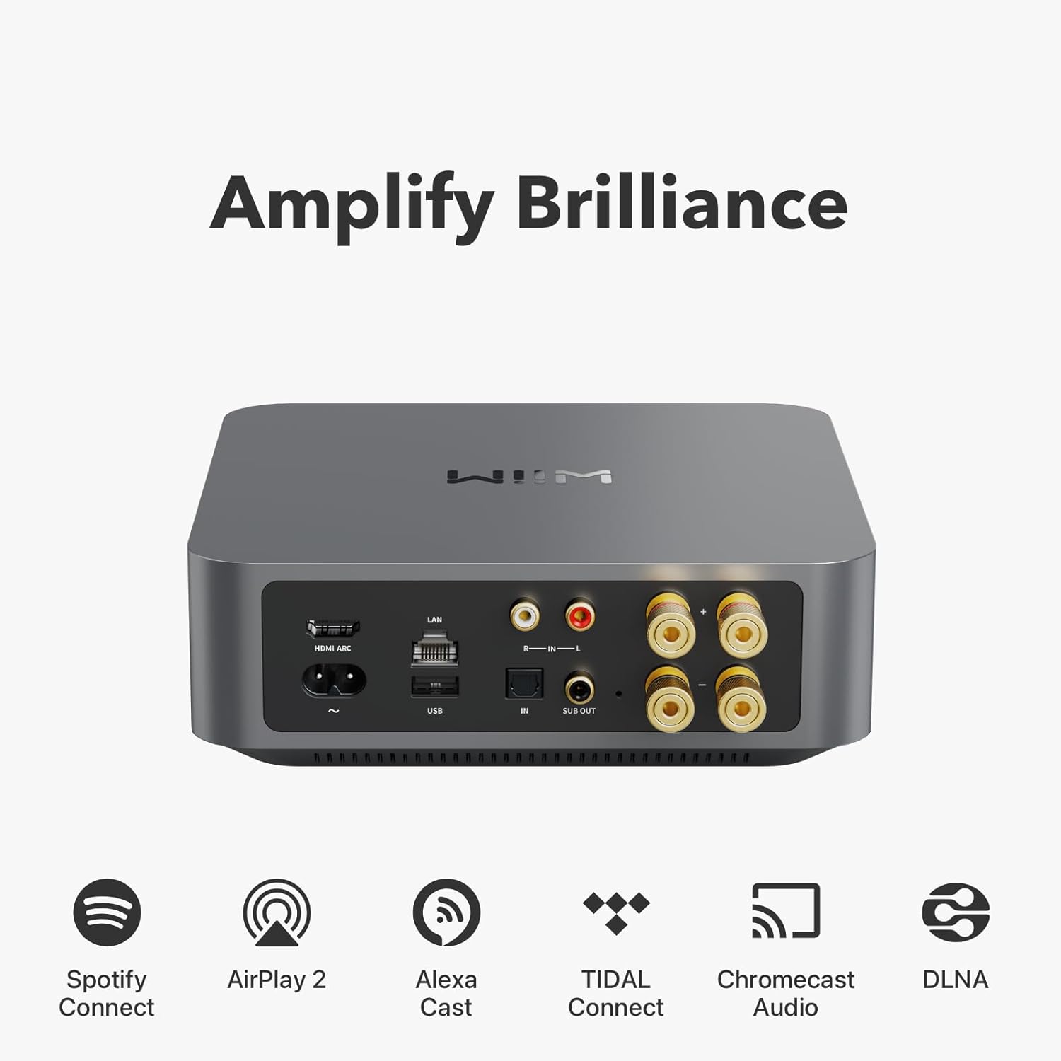 WiiM Amp: Multiroom Streaming Amplifier with AirPlay 2, Chromecast, HDMI & Voice Control – Stream Spotify, Amazon Music, TIDAL & More - Space Gray - Amazing Gadgets Outlet