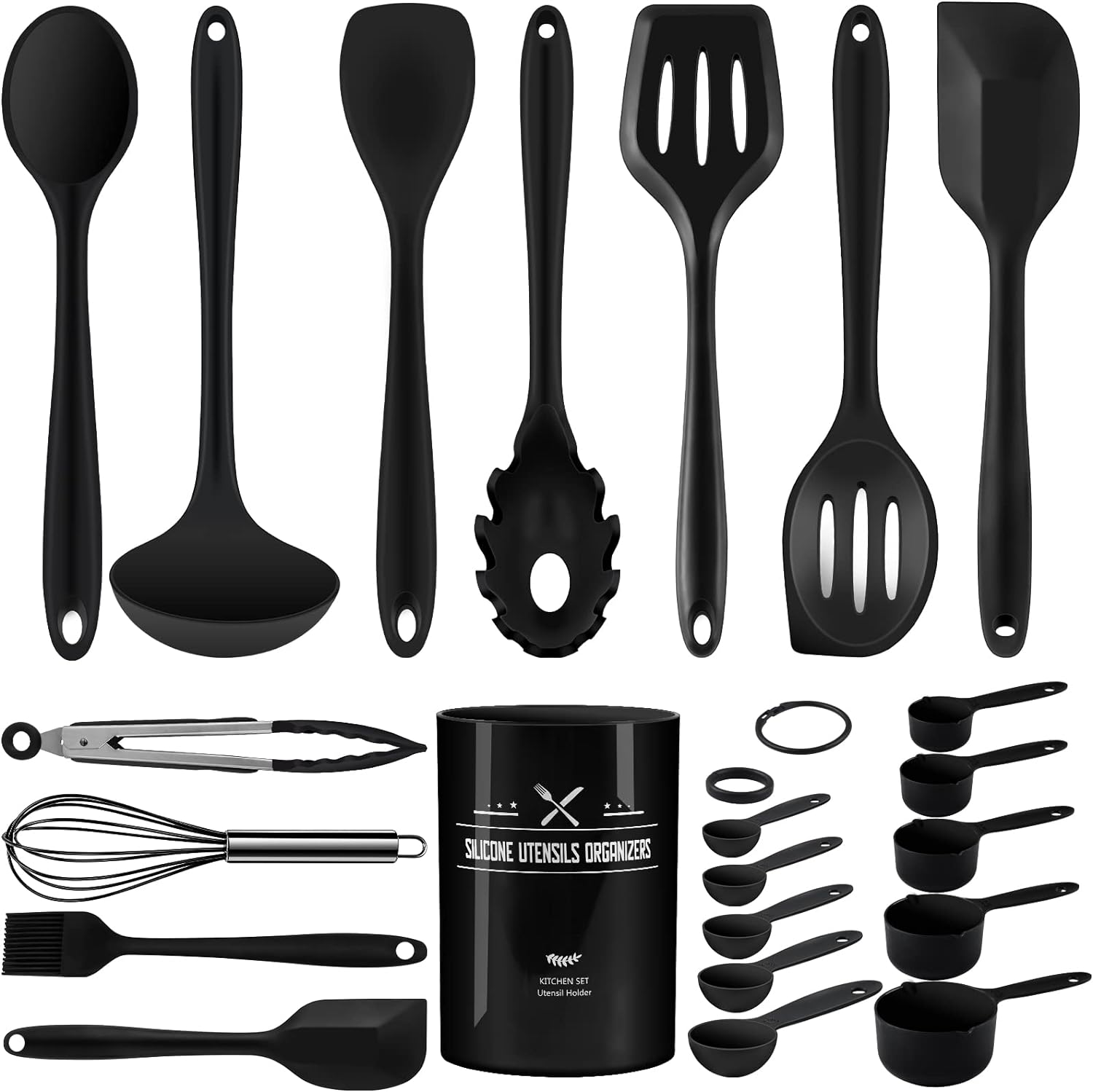 Wildone Kitchen Utensils Set, Silicone Kitchen Utensils, 22 pcs Non - Stick Silicone Cooking Kitchen Utensils Spatula Set with Holder, Cooking Spatula Turner Heat Resistant Tools,Dishwasher Safe - Amazing Gadgets Outlet