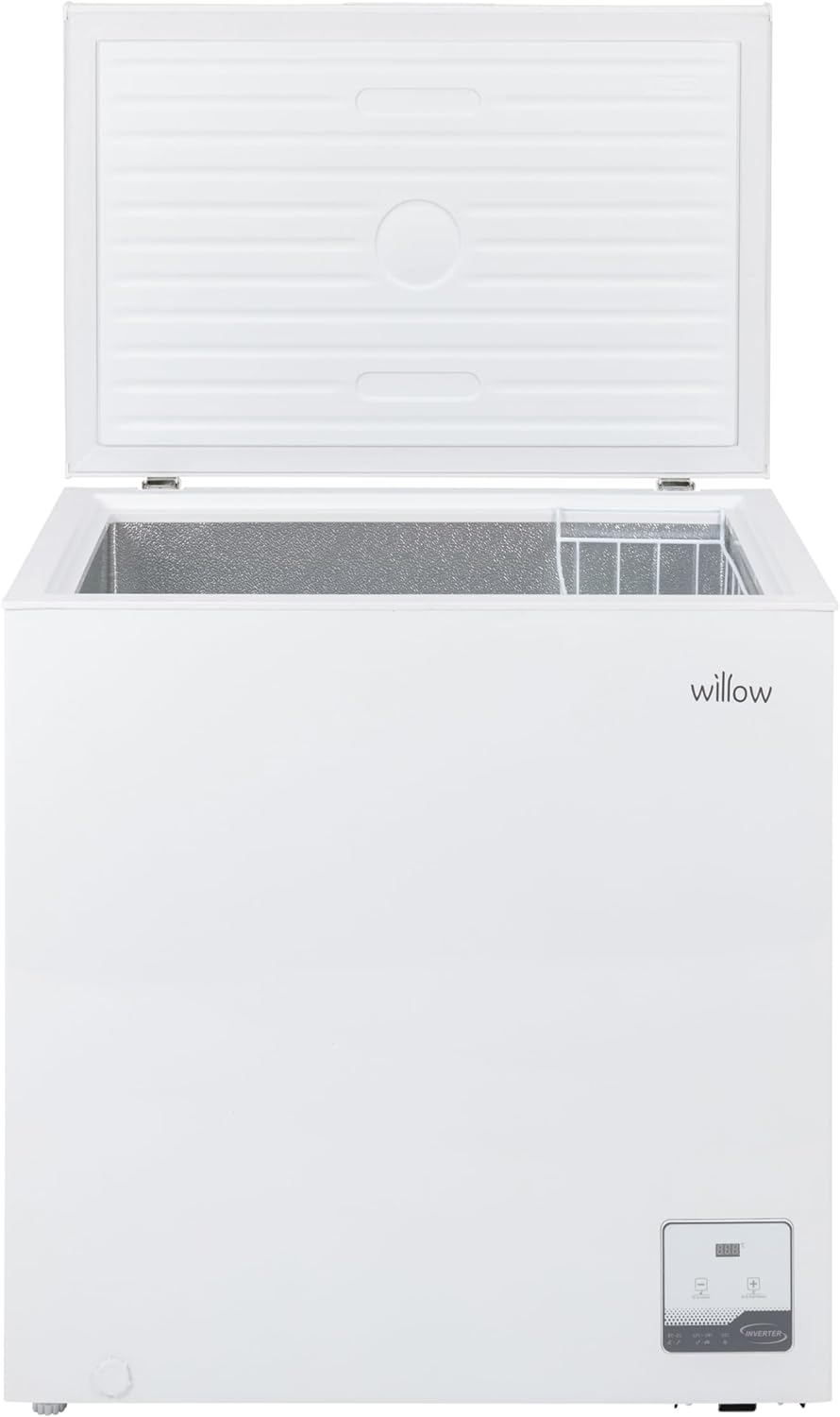 Willow W198CFWD 199L Freestanding Chest Freezer with Removable Storage Basket, Digital Temperature Control, 4* Freezer Rating, Low Noise - White - Amazing Gadgets Outlet
