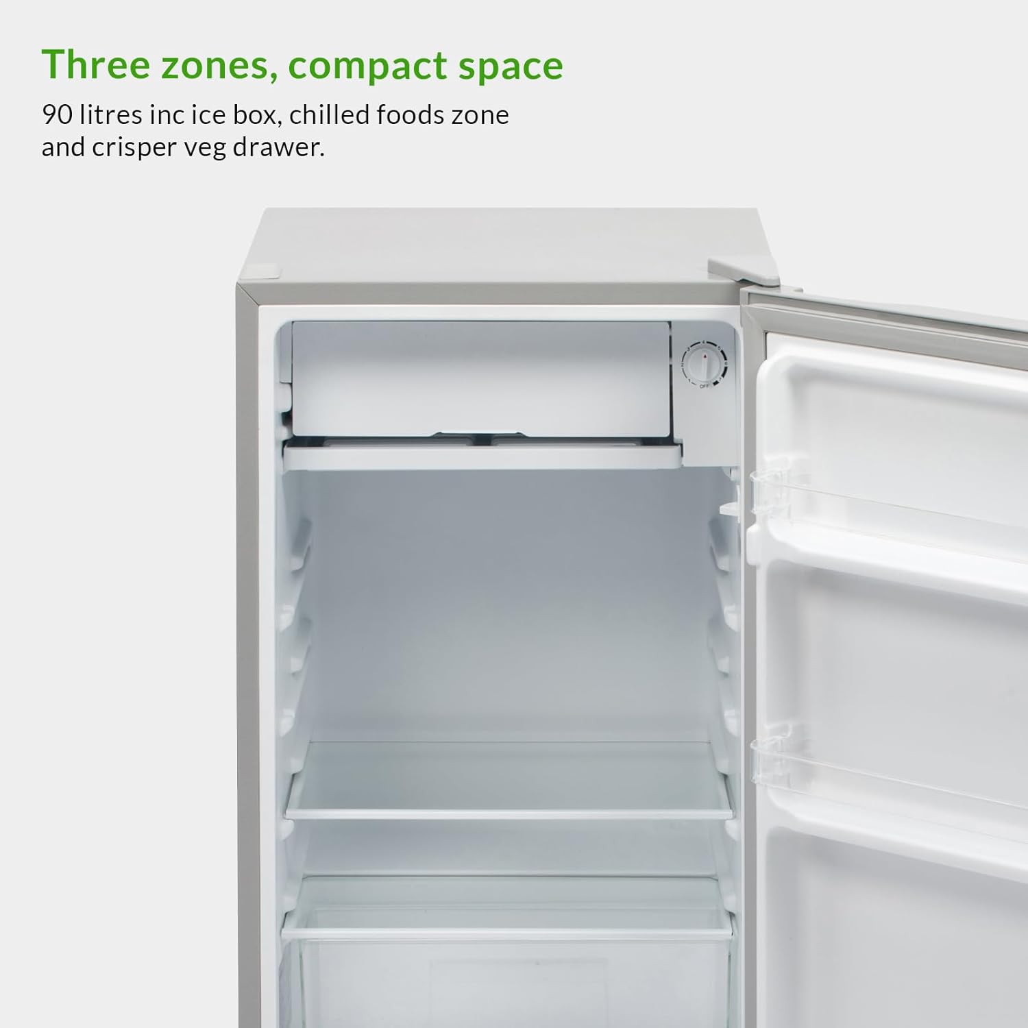 Willow W48UFIS Freestanding Under Counter Larder Fridge with Chiller Box, 90 Litre Capacity, Adjustable Feet and Reversible Door – Silver - Amazing Gadgets Outlet