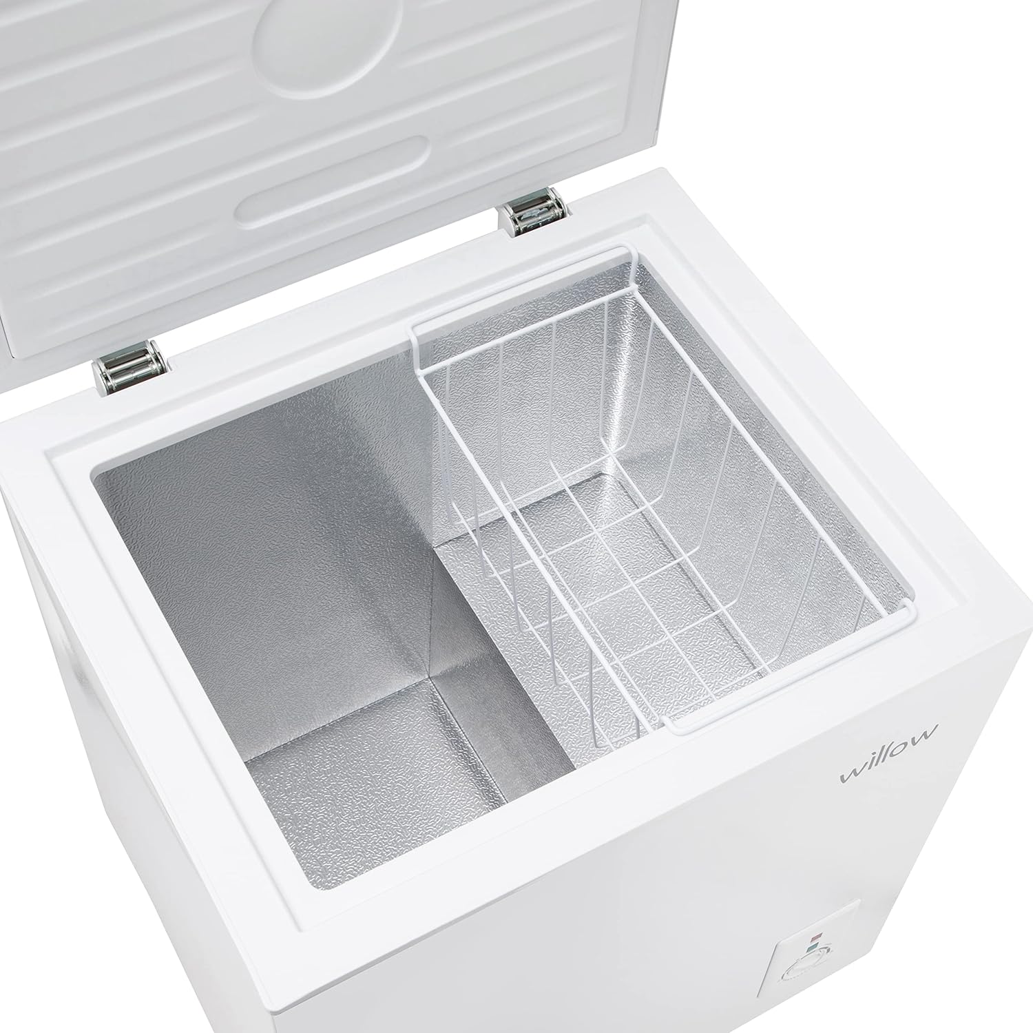 Willow W66CFW Freestanding 66L Chest Freezer with Removable Storage Basket, Suitable for Outbuildings and Garages, 2 Years Warranty - White - Amazing Gadgets Outlet