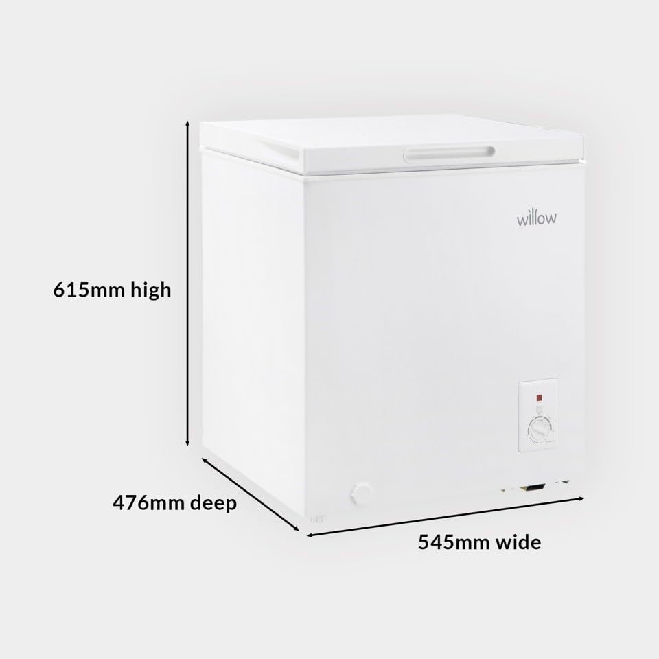 Willow W66CFW Freestanding 66L Chest Freezer with Removable Storage Basket, Suitable for Outbuildings and Garages, 2 Years Warranty - White - Amazing Gadgets Outlet