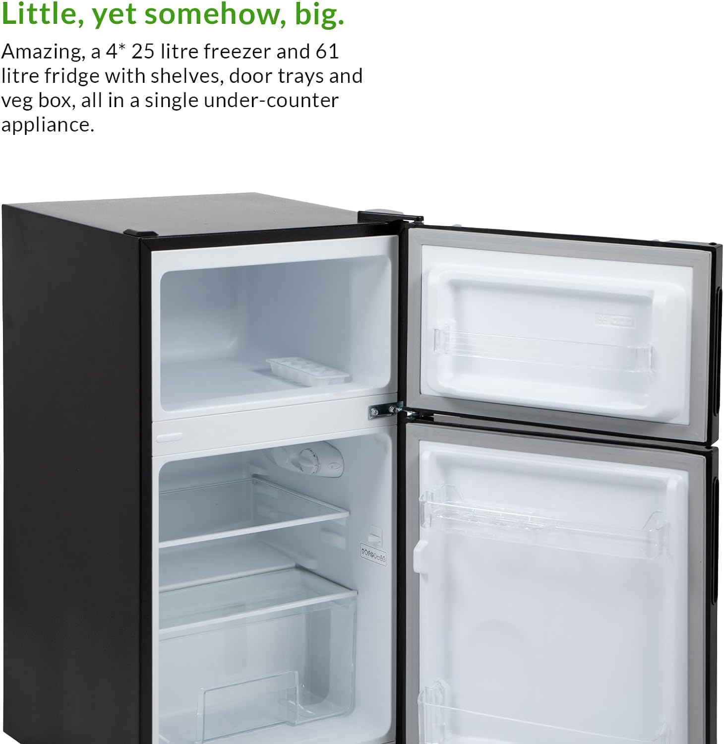 Willow WB50UCFF 86L Under Counter Fridge Freezer with 4* Freezer Rating, Adjustable Thermostat, Low Noise Level, 2 Years Warranty - Black - Amazing Gadgets Outlet