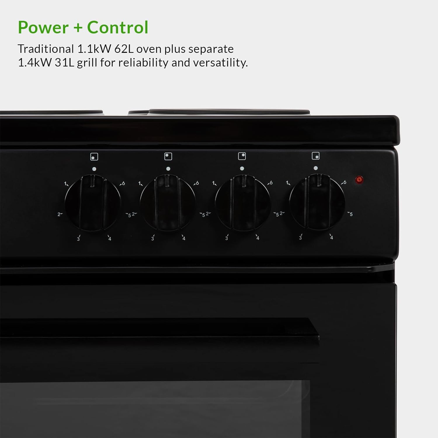 Willow WE50TSB 62L Freestanding Electric Cooker, 50cm Wide Twin Cavity Cooker with Solid 4 Plate Hob, 31L Capacity Grill Cavity, 2 Year Warranty - Black - Amazing Gadgets Outlet