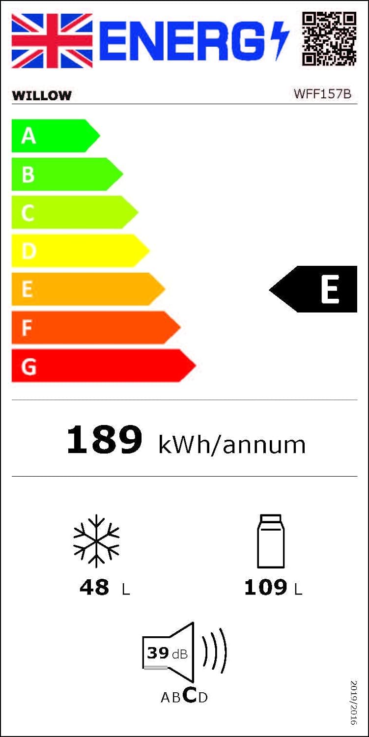 Willow WFF157B 157L Freestanding 70/30 Fridge Freezer with Adjustable Thermostat, Mark - Proof Finish, Low Frost, 2 Year Warranty - Black - Amazing Gadgets Outlet