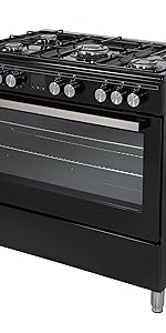 Willow WS90DFBL 95L Capacity Dual Fuel, Freestanding Range Cooker with 5 Gas Burners, Wok Burner, 2 Year Warranty – Black - Amazing Gadgets Outlet