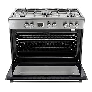 Willow WS90DFBL 95L Capacity Dual Fuel, Freestanding Range Cooker with 5 Gas Burners, Wok Burner, 2 Year Warranty – Black - Amazing Gadgets Outlet