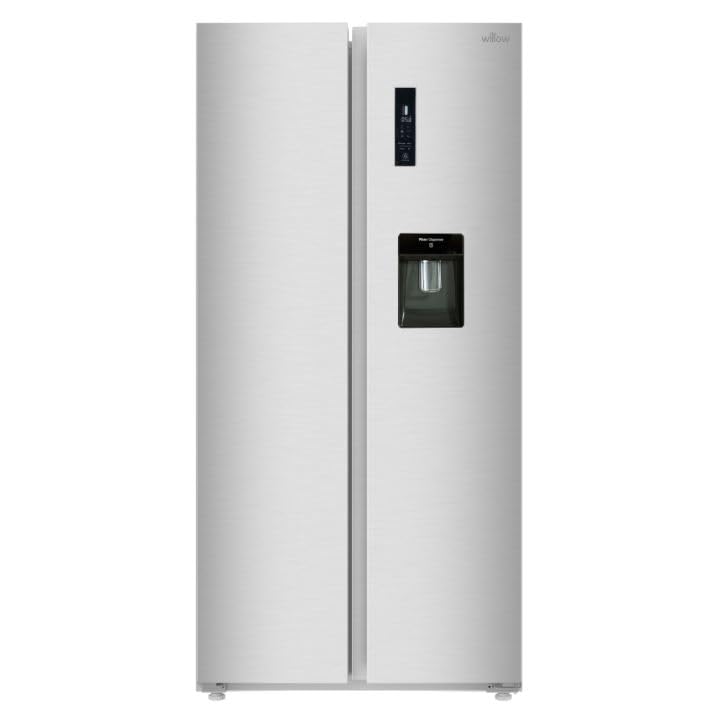 Willow WSBS84DS 433L Total No Frost American Style Fridge Freezer with Adjustable Thermostat, Water Dispenser, Mark - Proof Finish, 2 Year Warranty - Silver - Amazing Gadgets Outlet