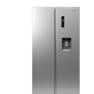 Willow WSBS84DS 433L Total No Frost American Style Fridge Freezer with Adjustable Thermostat, Water Dispenser, Mark - Proof Finish, 2 Year Warranty - Silver - Amazing Gadgets Outlet