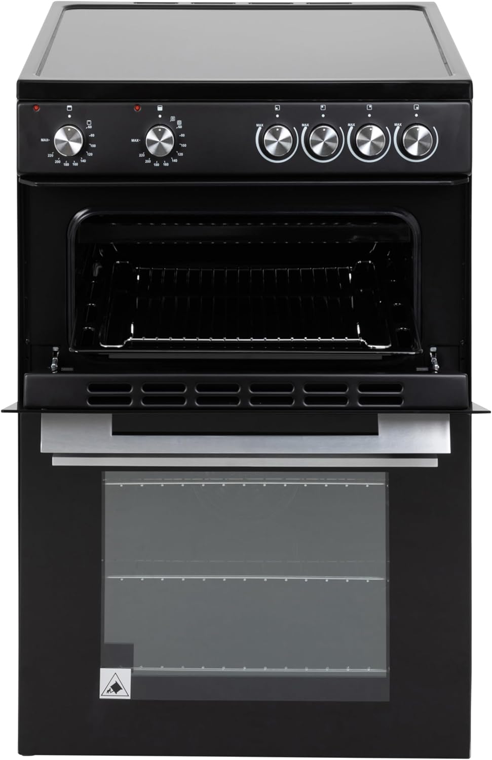 Willow WT60CCB 68L Freestanding Electric Cooker, Twin Cavity Cooker with Ceramic Hob and 31l Grill Cavity, 2 Years Warranty - Black - Amazing Gadgets Outlet