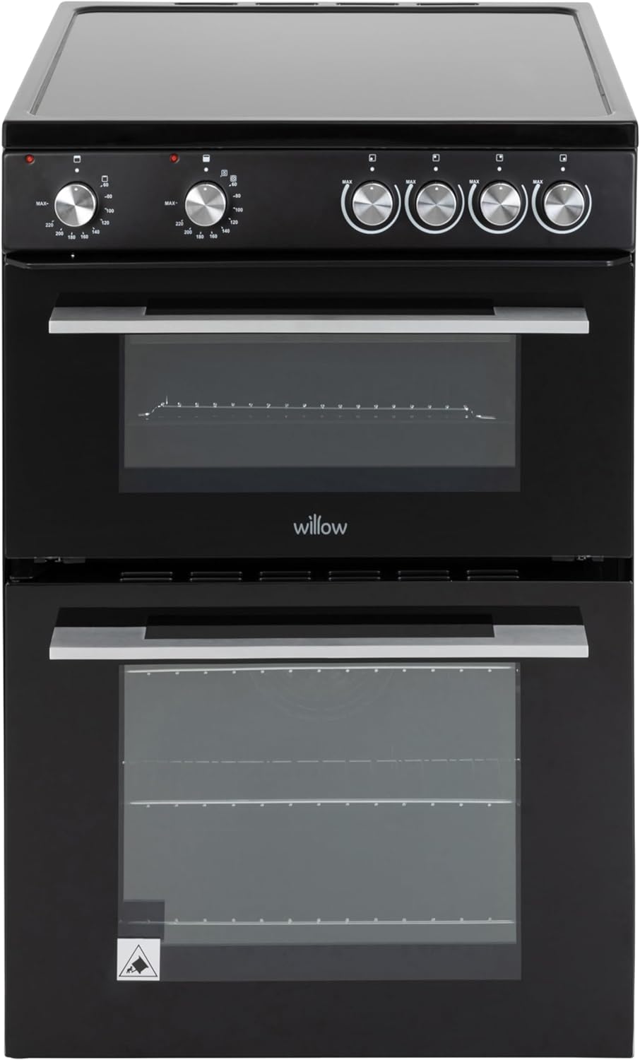 Willow WT60CCB 68L Freestanding Electric Cooker, Twin Cavity Cooker with Ceramic Hob and 31l Grill Cavity, 2 Years Warranty - Black - Amazing Gadgets Outlet