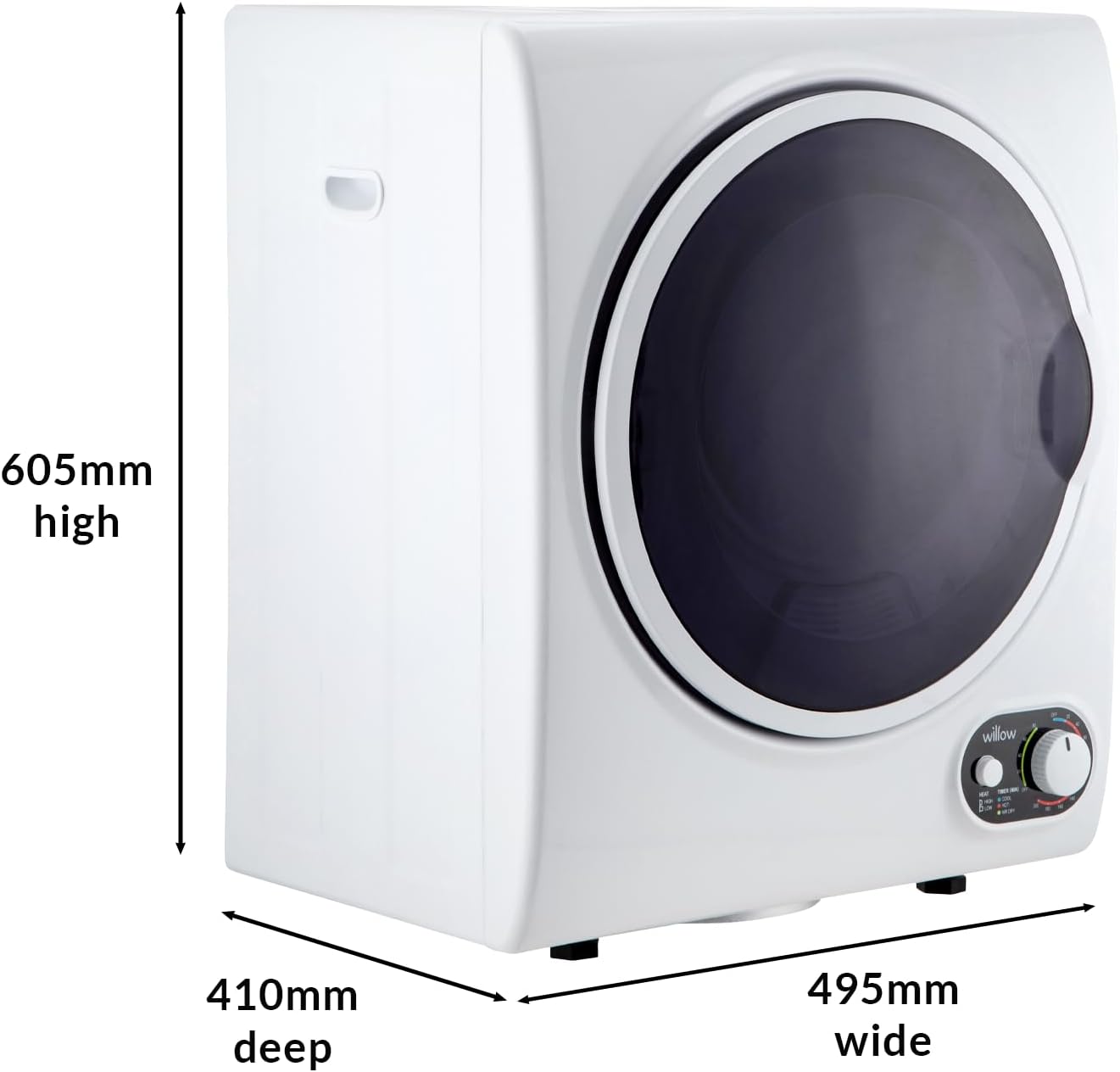 Willow WTD25 2.5kg Freestanding Vented Tumble Dryer Compact and Portable, 3 Temperature Settings, Crease Guard, and 2 Years Warranty for peace of mind (White) - Amazing Gadgets Outlet