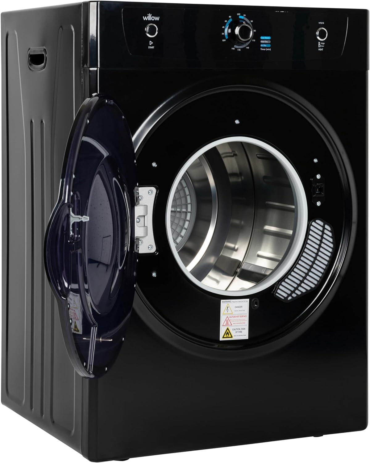 Willow WTD7B 7kg Vented Dryer, Front Loading with Child Lock, 3 Temperatures, Mehanical Controls, Crease Guard, 2 Year Warranty - Black - Amazing Gadgets Outlet