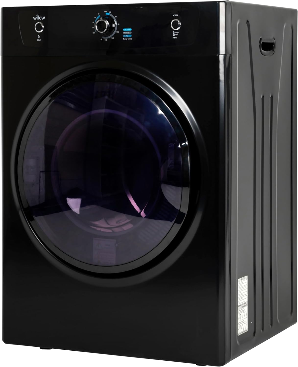 Willow WTD7B 7kg Vented Dryer, Front Loading with Child Lock, 3 Temperatures, Mehanical Controls, Crease Guard, 2 Year Warranty - Black - Amazing Gadgets Outlet