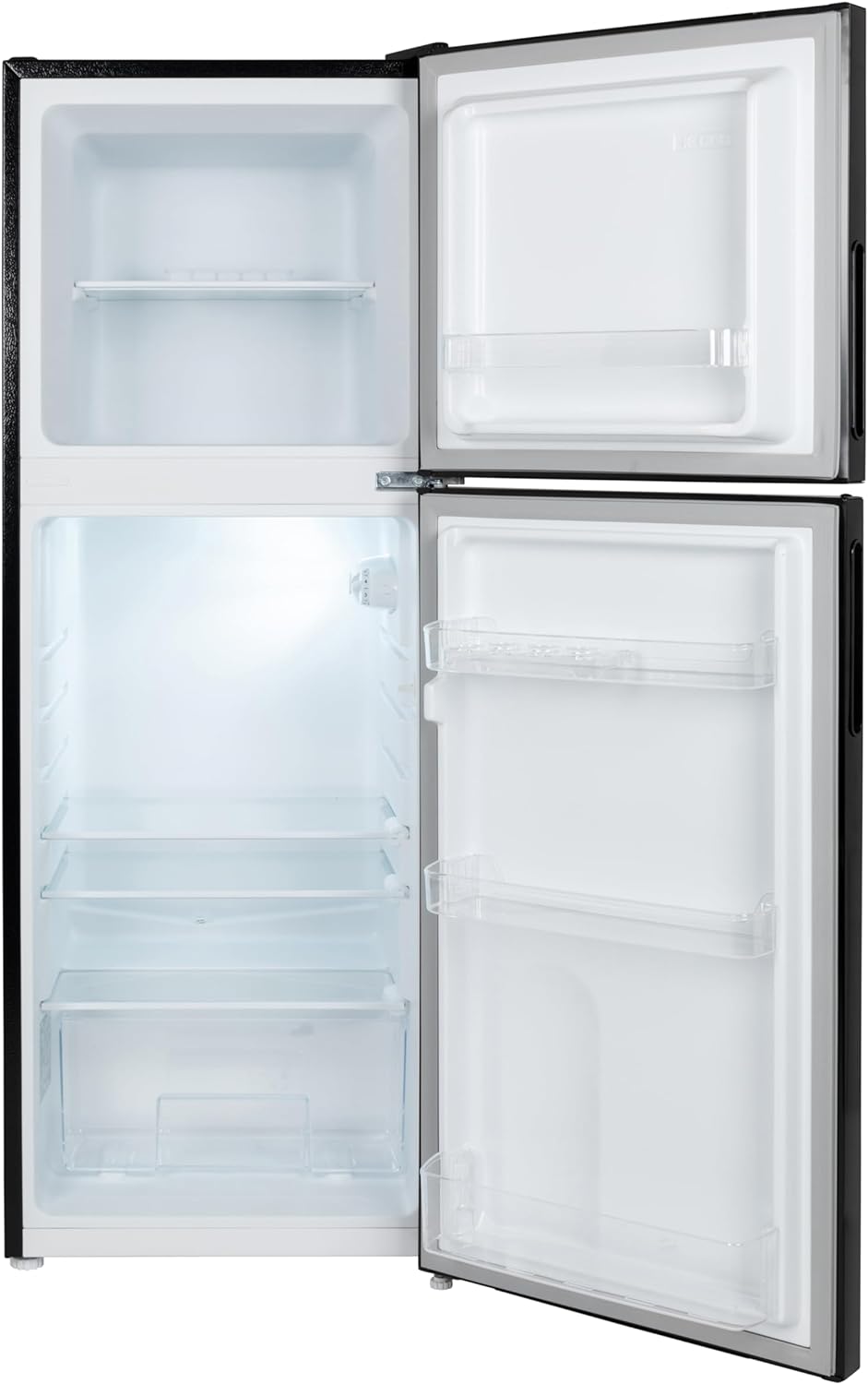 Willow WTM138B 138L Top Mount Fridge Freezer with Adjustable Thermostat, Mark - Proof Finish, 2 Years Manufacturer’s Warranty - Black - Amazing Gadgets Outlet