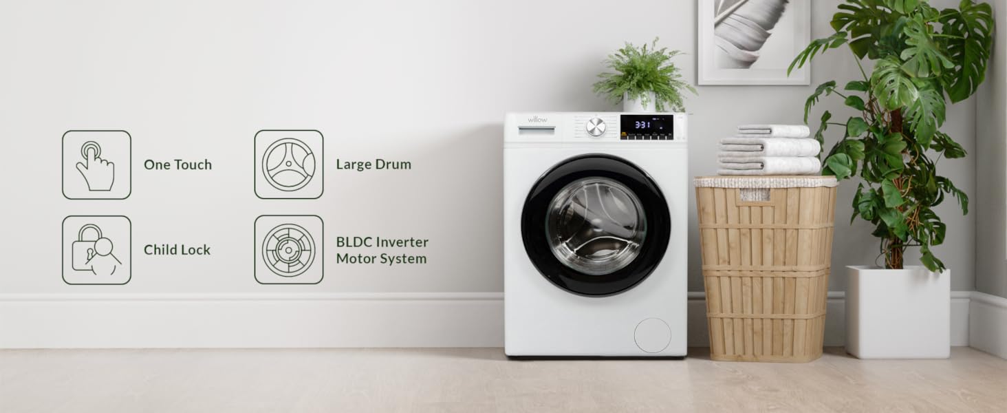 Willow WWM81400IW 8kg 1400 Spin Washing Machine with16 Washing Programs, Child Lock, Antibacterial Door Seal - White - Amazing Gadgets Outlet