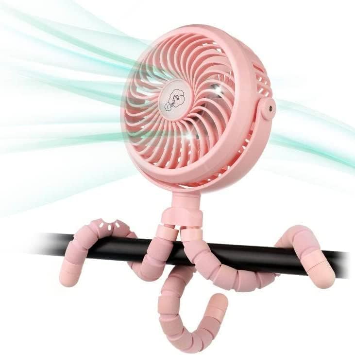 Winique Stroller Fan,2600mAh Battery Powered Car Seats Clip - on Fan Ultra Quiet 3 Speed 360° Rotatable Personal USB Desk Fan with LED Lights for Car/Stroller/Bike/Camping/BBQ/Gym - Amazing Gadgets Outlet