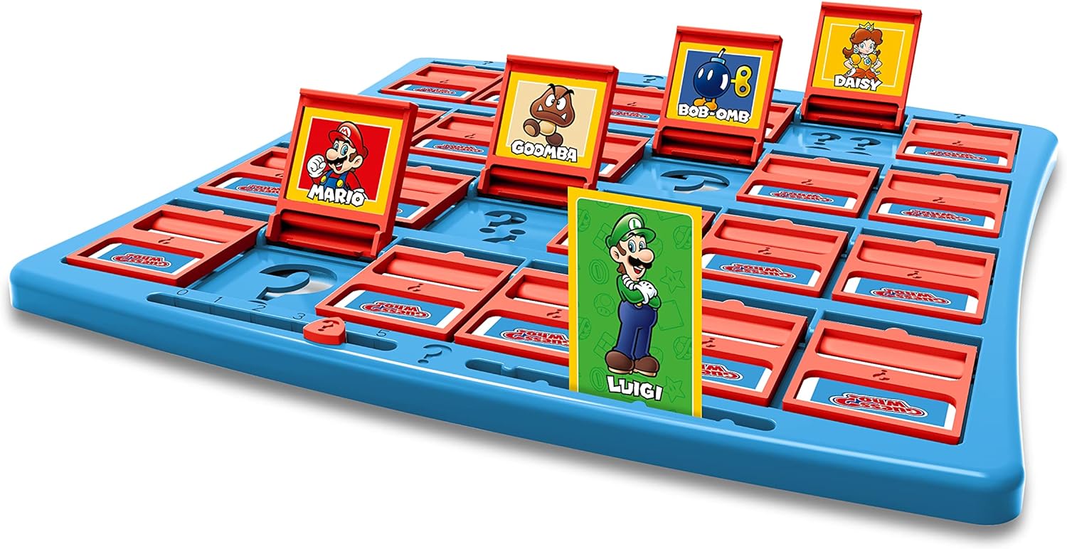 Winning Moves Super Mario Guess Who? Board Game, Play with classic Nintendo characters including Mario, Luigi, Peach, Bowser, and Donkey Kong, 2 players makes a great gift for ages 6 plus - Amazing Gadgets Outlet