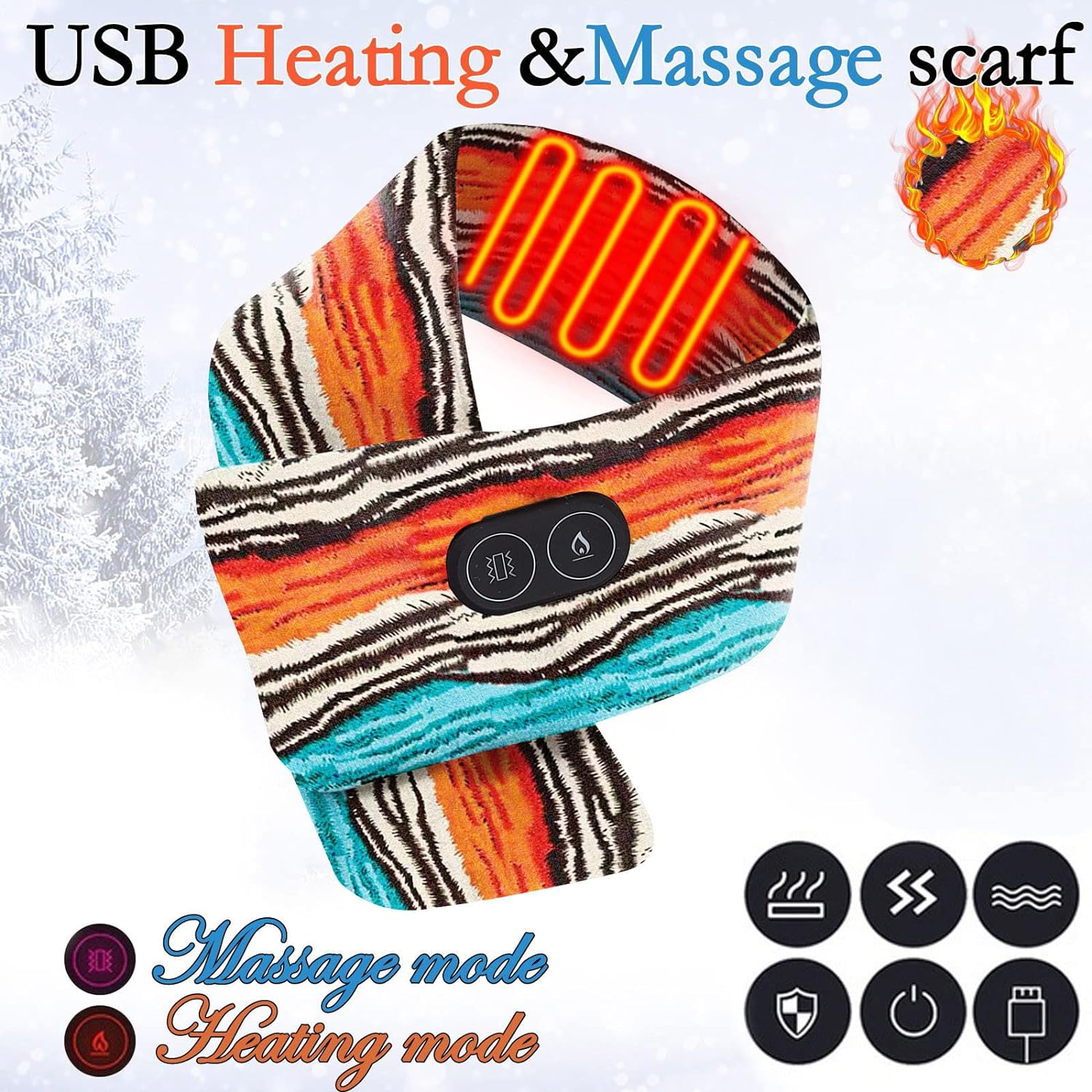 Winter Heated Scarf,Women Men Heated Neck Warmer Clearance Electric USB Rechargeable Heating Scarf Washable Heated Neck Wrap Unisex Heating Scarves Windproof Thermal Neckerchief for Outdoor Skiing - Amazing Gadgets Outlet