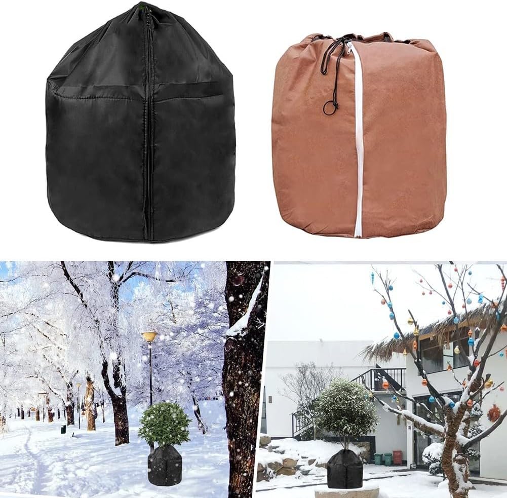 Winter Plant Protection Bag, Improved Design, Aluminum Foil Liner, Breathable Fabric, Reusable, 27 5 x 25 5 (brown) - Amazing Gadgets Outlet