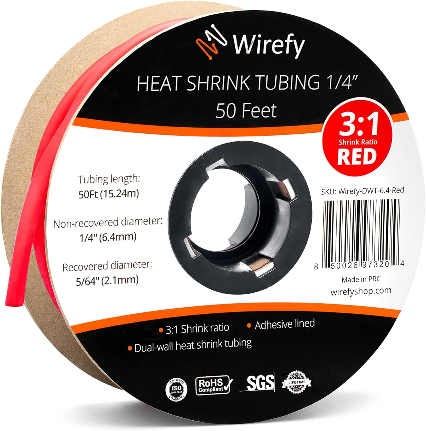 Wirefy 3/8" Heat Shrink Tubing - 3:1 Ratio - Adhesive Lined - Marine Grade Heat Shrink - Black - 50 Feet Roll - Amazing Gadgets Outlet