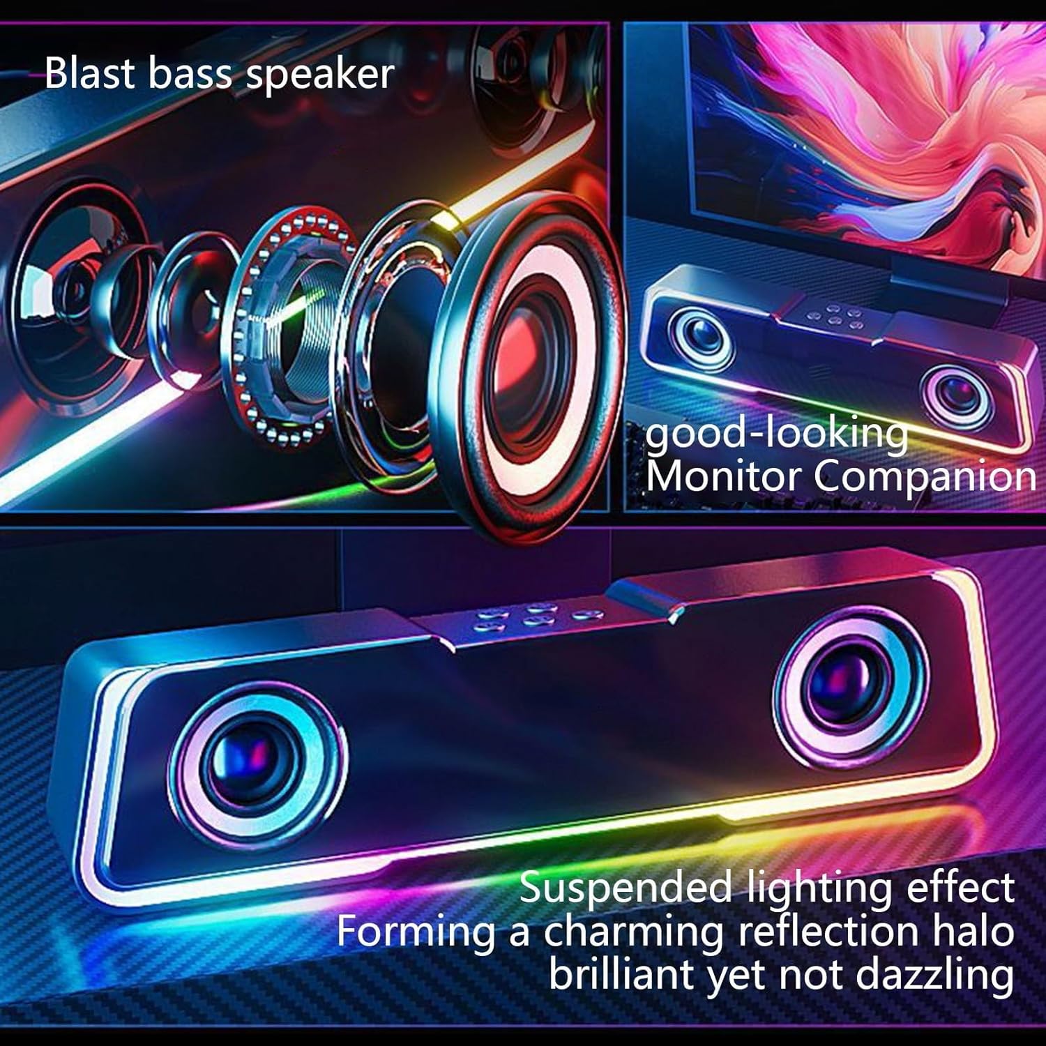 Wireless Bluetooth 5.3 Speaker Strip Long Double Sound Speaker, Portable Bluetooth Speakers with HiFi Surround Sound System, Multimodule High Power Stereo Speakers Fashion for Family Outdoor Party - Amazing Gadgets Outlet